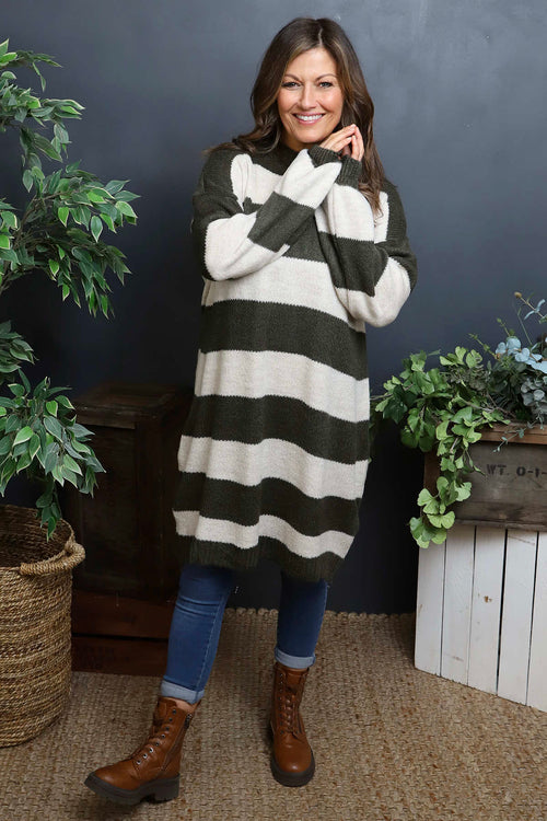 Osanna Stripe Knitted Jumper Khaki - Image 2
