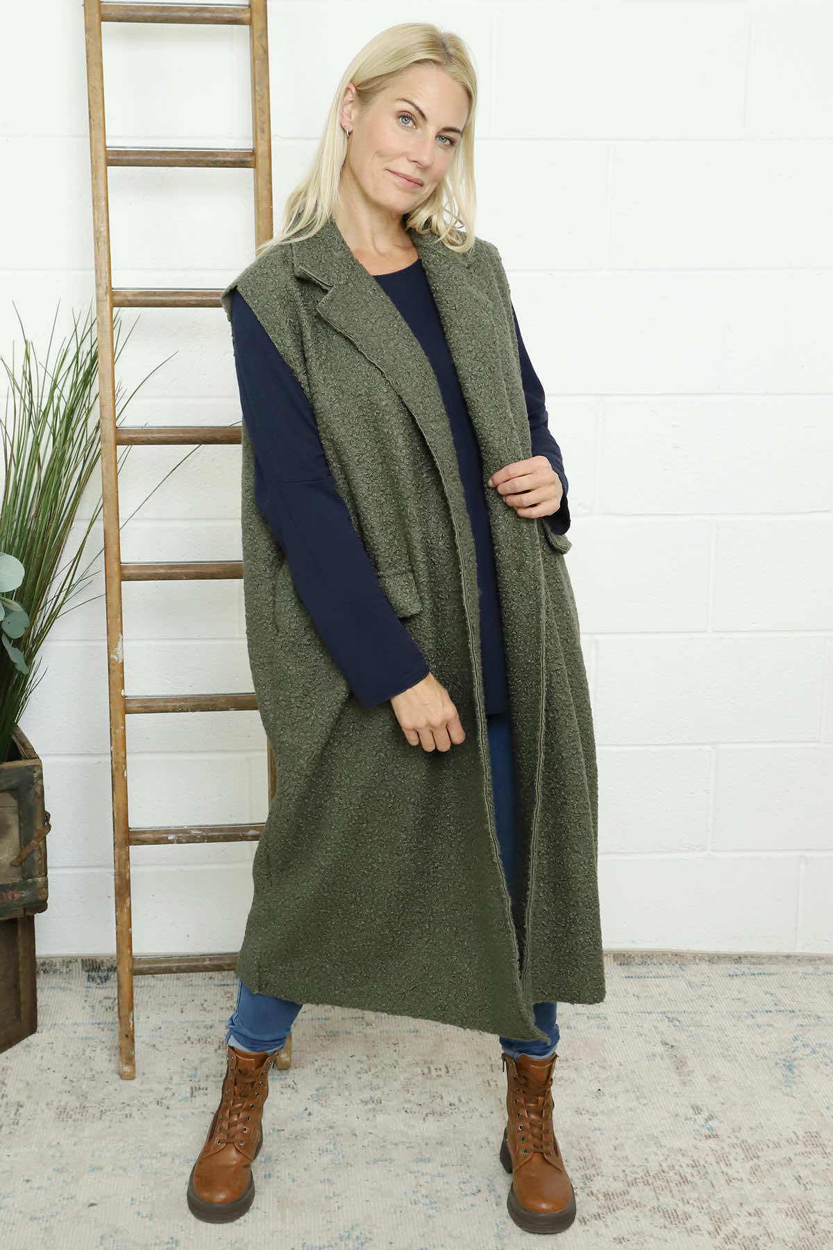 Kori Boucle Gilet Khaki