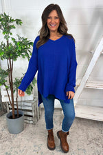 Bo Slouch V-Neck Jumper Cobalt Cobalt - Bo Slouch V-Neck Jumper Cobalt