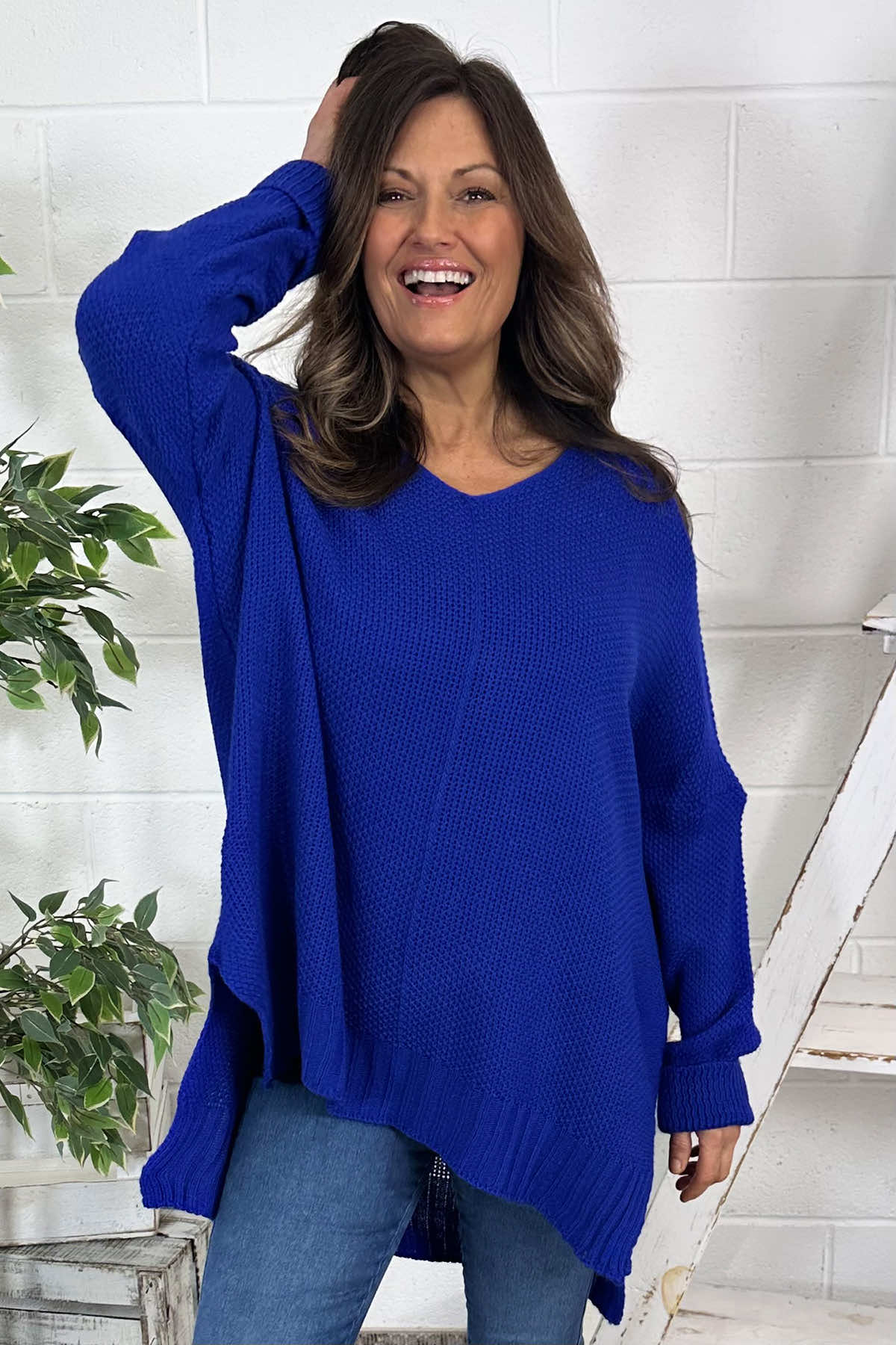 Bo Slouch V-Neck Jumper Cobalt