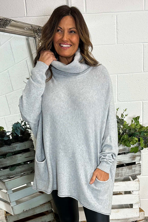 Philippa Polo Neck Knitted Jumper Grey - Image 2