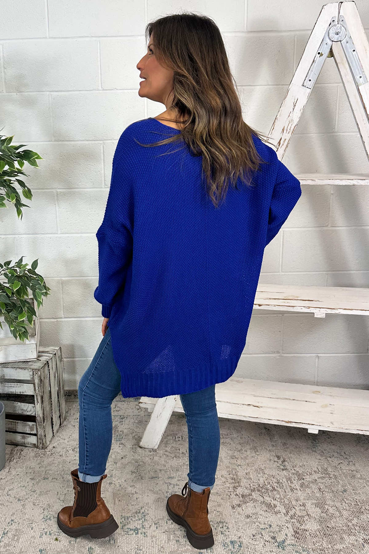 Bo Slouch V-Neck Jumper Cobalt