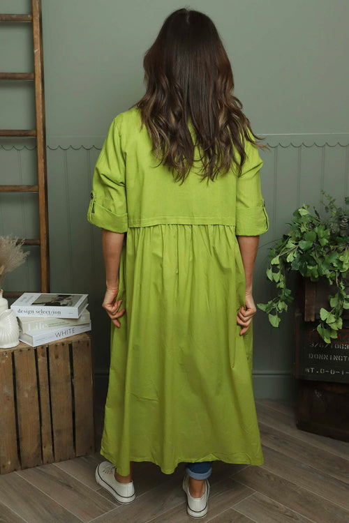 Meryl Long Cotton Jacket Olive - Image 4
