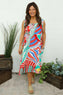 Hudson Retro Print Sleeveless Dress Red