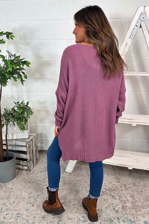 Bo Slouch V-Neck Jumper Mauve - Image 4