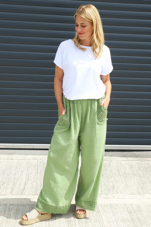 Elana Cotton Trousers Green - Image 2