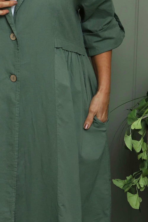 Meryl Long Cotton Jacket Khaki - Image 2