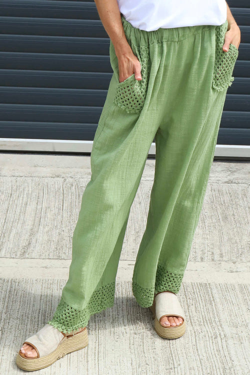 Elana Cotton Trousers Green - Image 3