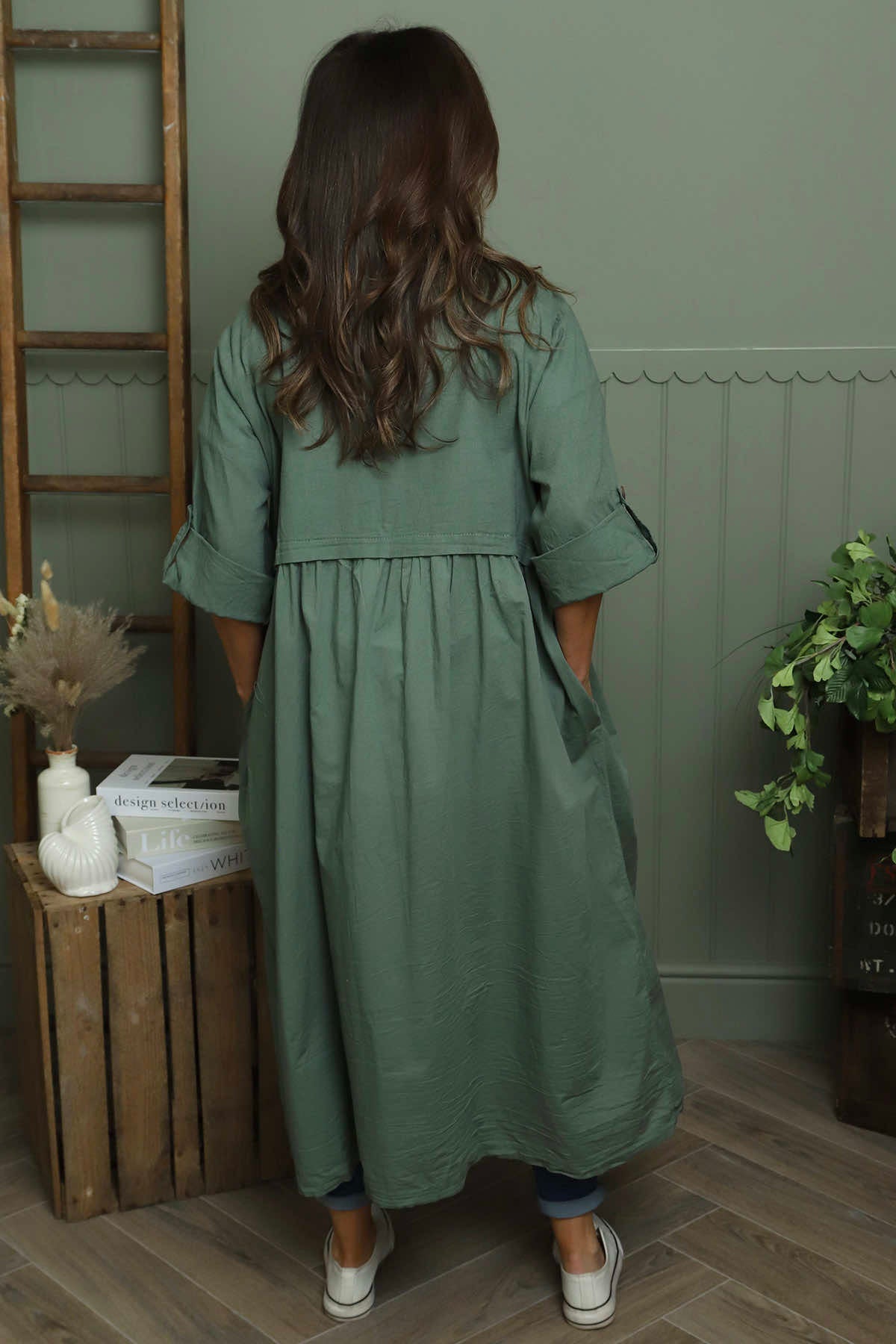 Meryl Long Cotton Jacket Khaki