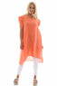 Lizzy Button Linen Tunic Orange