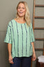 Kalia Stripe Linen Top Green