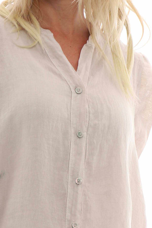 Lizzy Button Linen Tunic Stone - Image 3