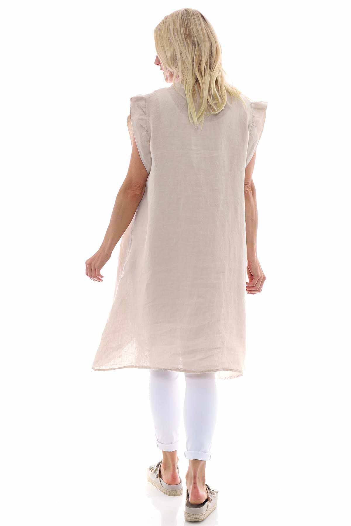 Lizzy Button Linen Tunic Stone