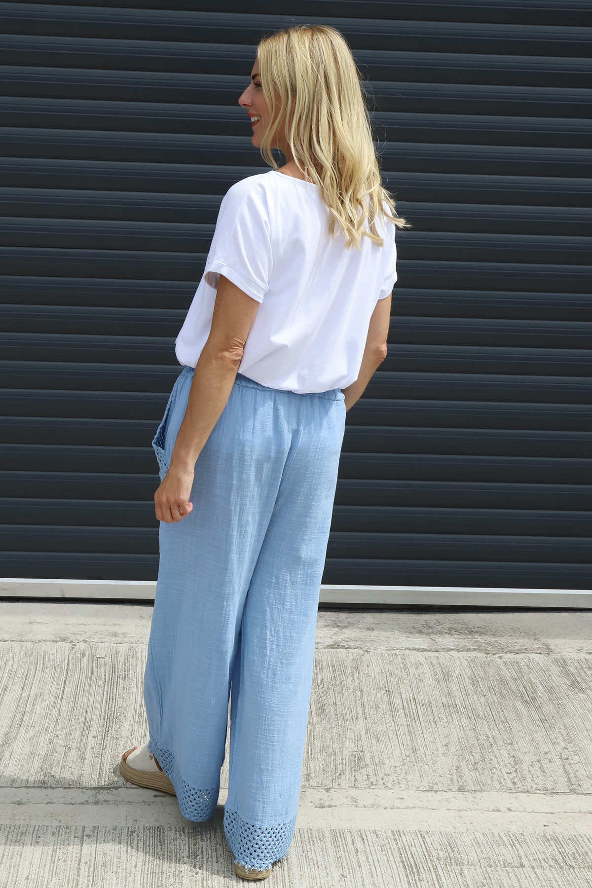 Elana Cotton Trousers Powder Blue