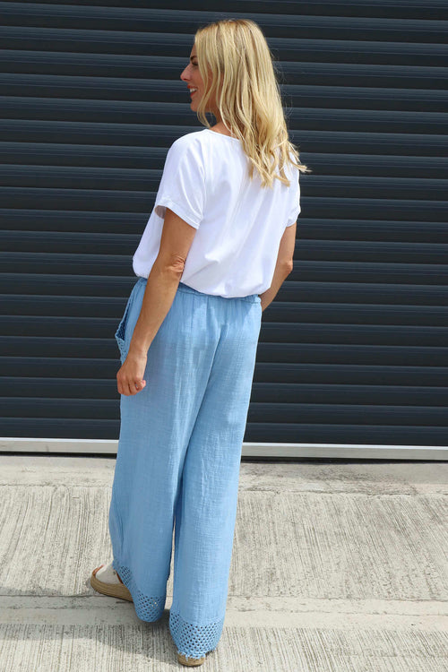 Elana Cotton Trousers Powder Blue - Image 4