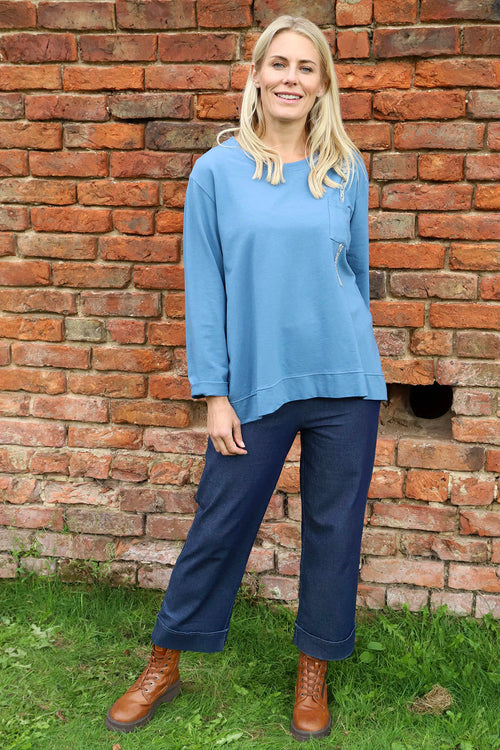 Barbara Pocket Cotton Top Blue - Image 1