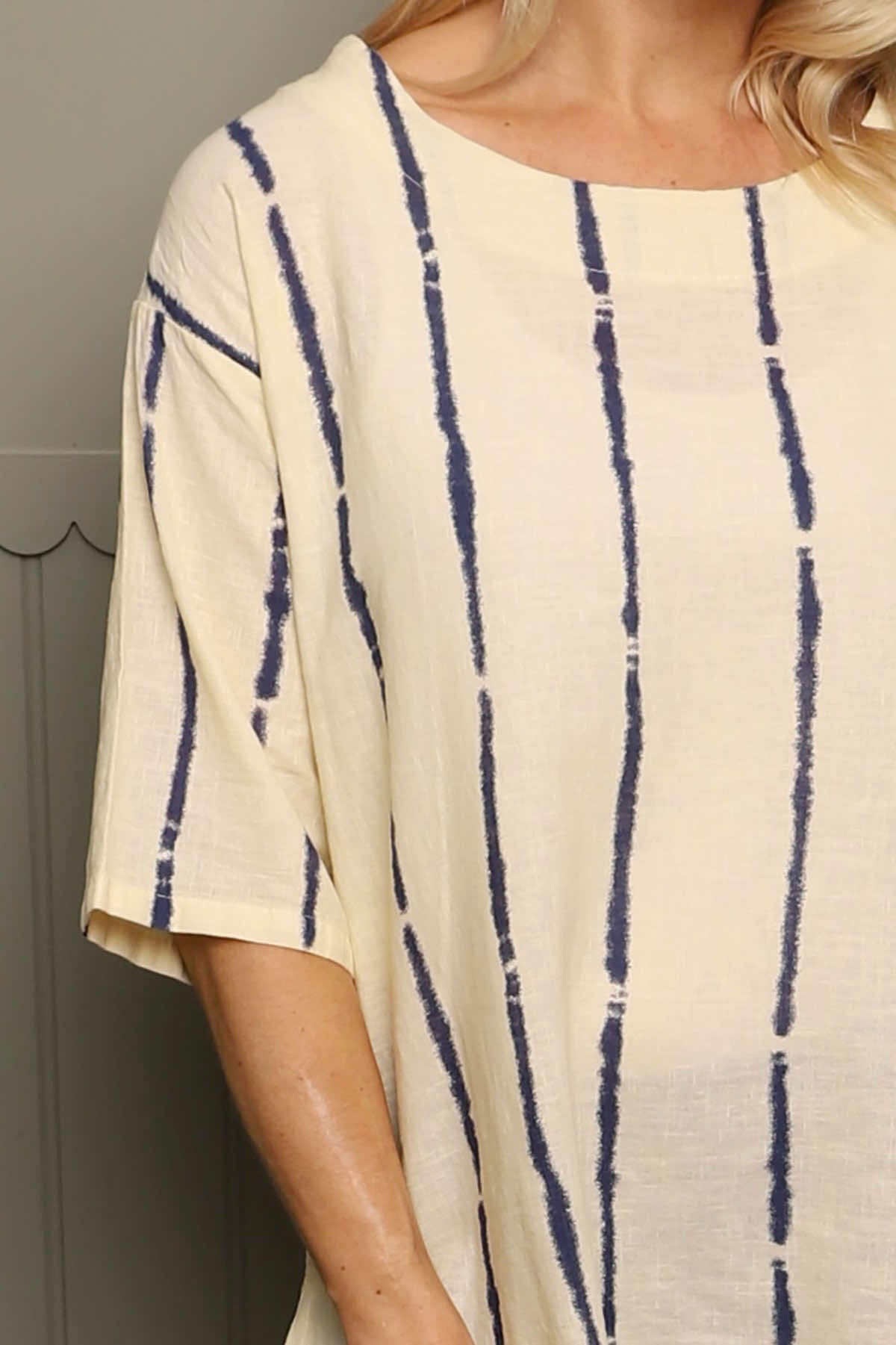 Kalia Stripe Linen Top Yellow