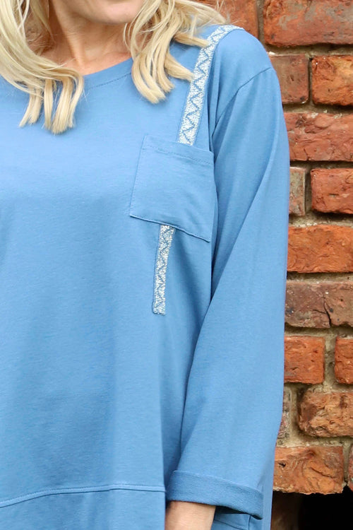 Barbara Pocket Cotton Top Blue - Image 3