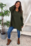 Bo Slouch V-Neck Jumper Khaki