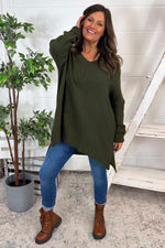 Bo Slouch V-Neck Jumper Khaki Khaki - Bo Slouch V-Neck Jumper Khaki