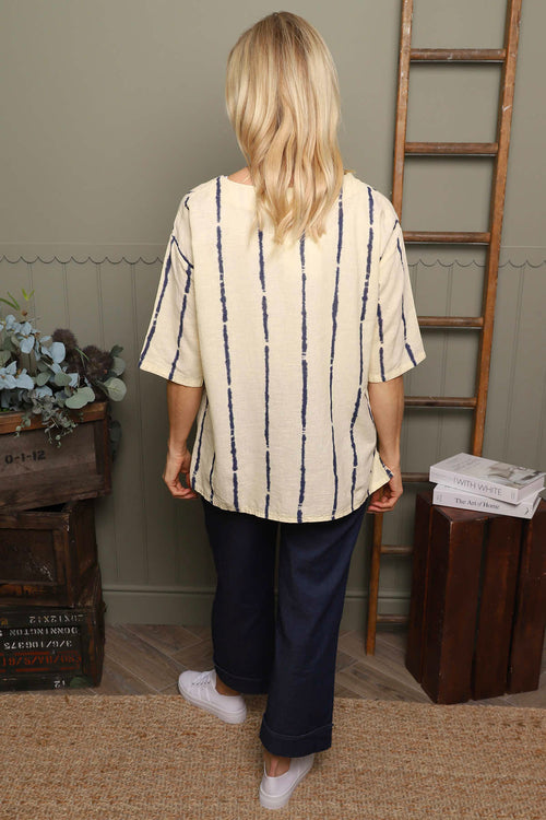 Kalia Stripe Linen Top Yellow - Image 5