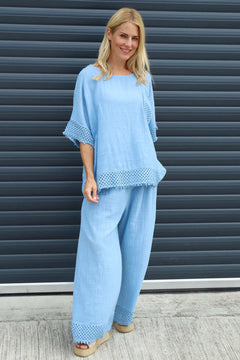 Elana Cotton Trousers Powder Blue