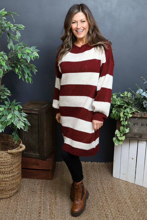 Osanna Stripe Knitted Jumper Wine - Image 1