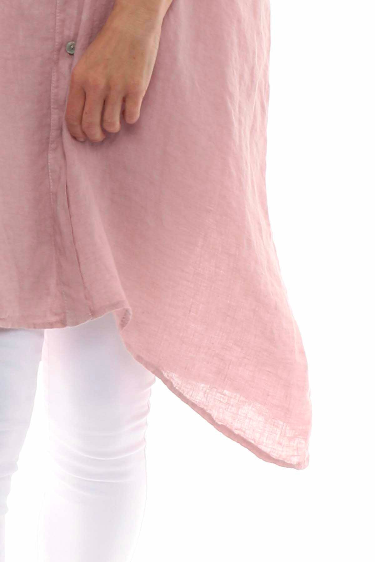 Lizzy Button Linen Tunic Pink