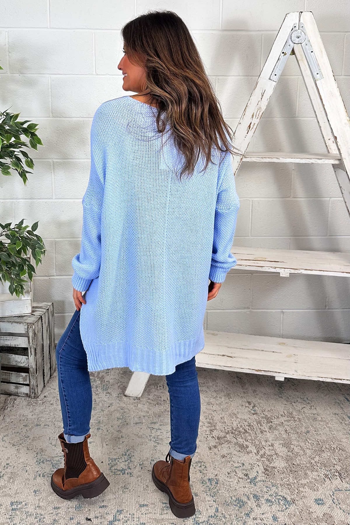 Bo Slouch V-Neck Jumper Light Blue