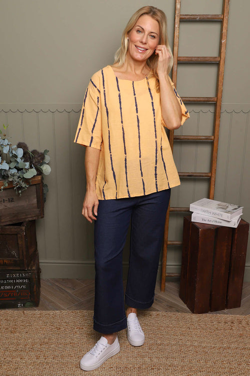 Kalia Stripe Linen Top Orange - Image 4
