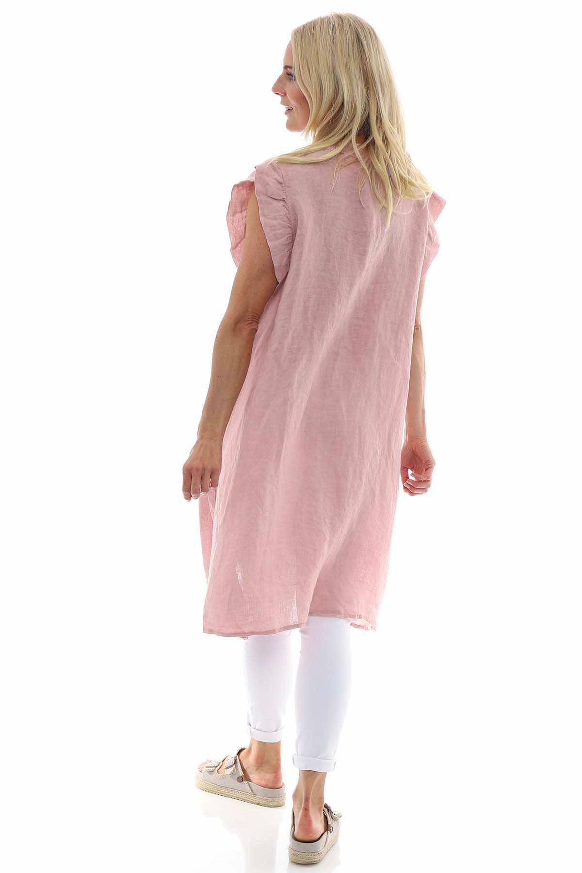 Lizzy Button Linen Tunic Pink