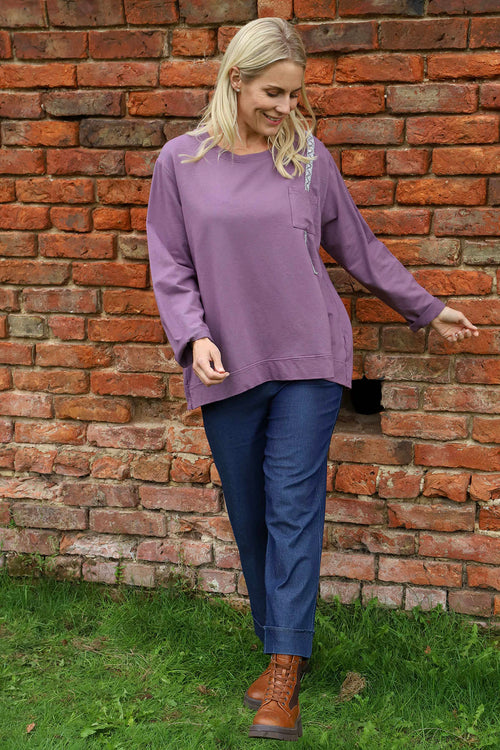 Barbara Pocket Cotton Top Purple - Image 1