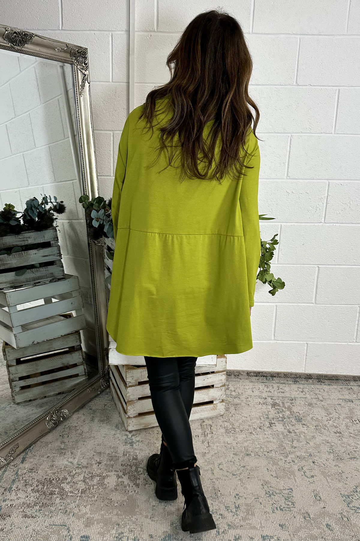 Della Cowl Neck Cotton Top Lime