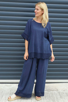 Livie Pocket Cotton Top Navy