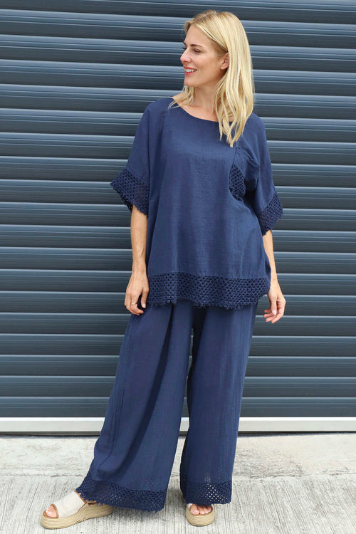 Livie Pocket Cotton Top Navy - Image 1