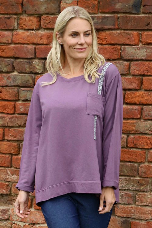 Barbara Pocket Cotton Top Purple - Image 2