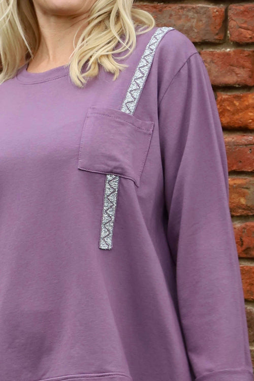Barbara Pocket Cotton Top Purple - Image 3