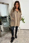 Elodie Hooded Zip Up Jacket Camel