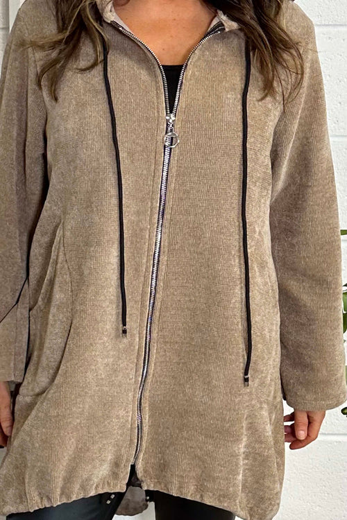 Elodie Hooded Zip Up Jacket Camel - Image 3