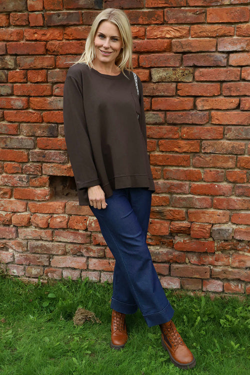 Barbara Pocket Cotton Top Cocoa - Image 1