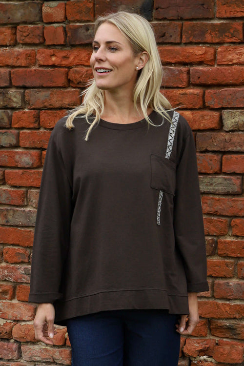Barbara Pocket Cotton Top Cocoa - Image 2