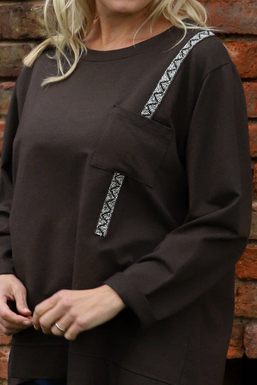 Barbara Pocket Cotton Top Cocoa - Image 3