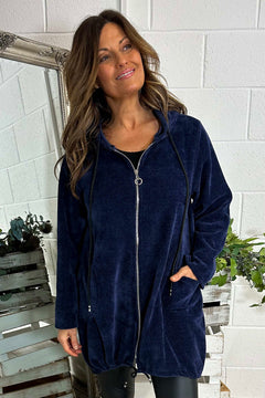 Elodie Hooded Zip Up Jacket Navy