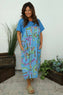 Ebony Print Cotton Dress Powder Blue