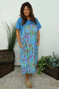 Ebony Print Cotton Dress Powder Blue