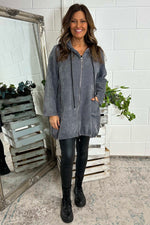 Elodie Hooded Zip Up Jacket Mid Grey Mid Grey - Elodie Hooded Zip Up Jacket Mid Grey