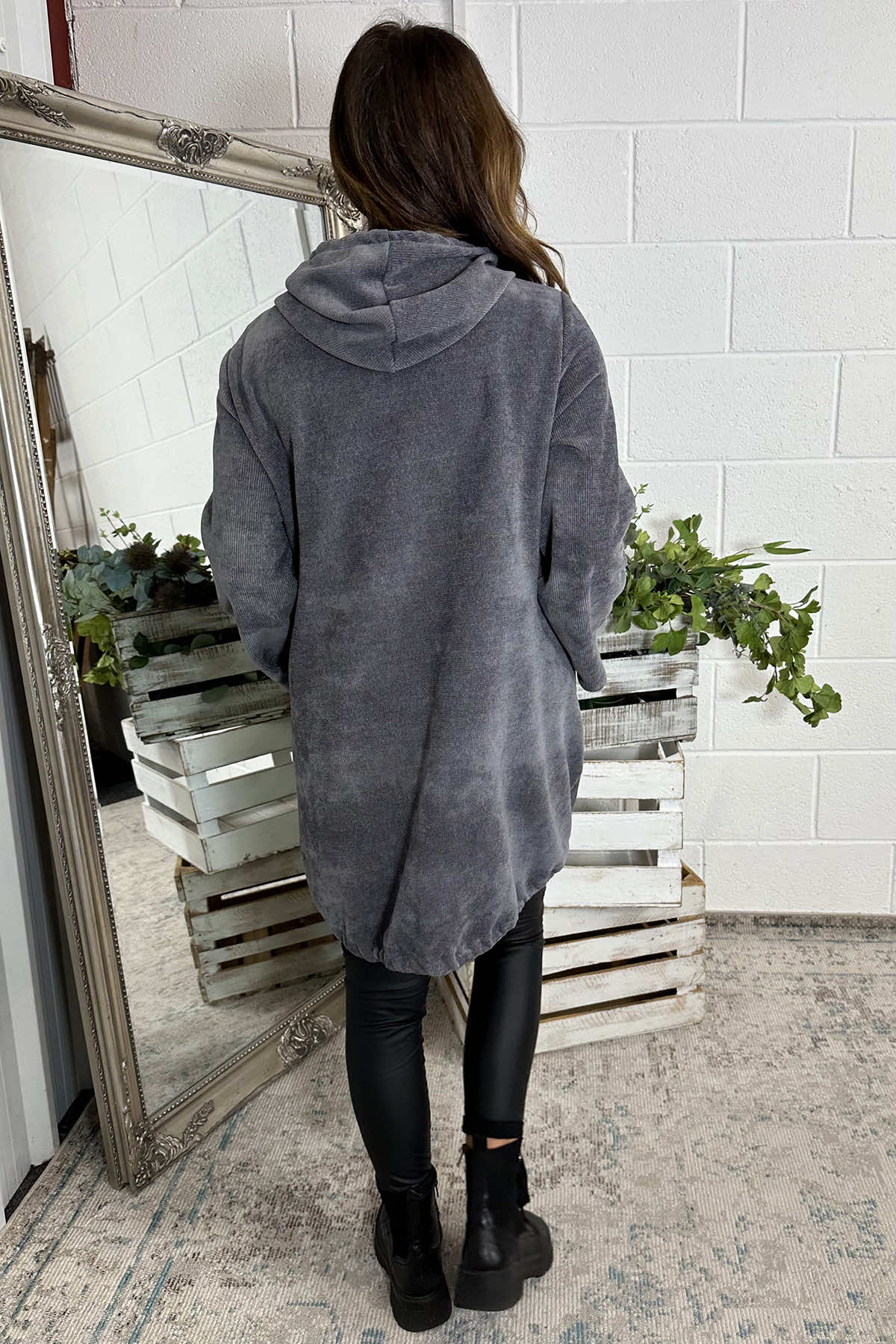 Elodie Hooded Zip Up Jacket Mid Grey