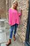 Enya V-Neck Knitted Jumper Pink