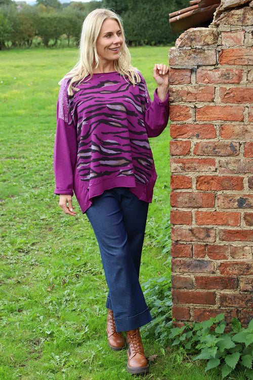 Estella Print Cotton Top Berry - Image 2