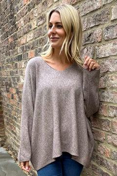 Enya V-Neck Knitted Jumper Mocha